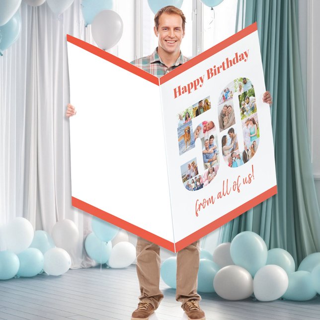 Happy 50th Birthday Milestone Photo Collage Huge Card (Creator Uploaded)