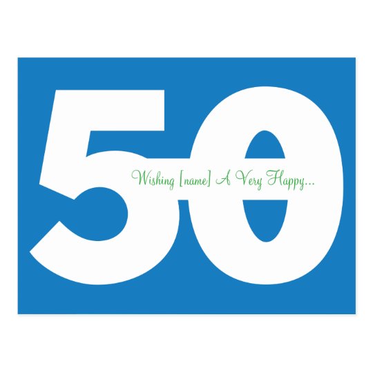 Happy 50th Birthday Milestone Postcards - in Blue | Zazzle.com