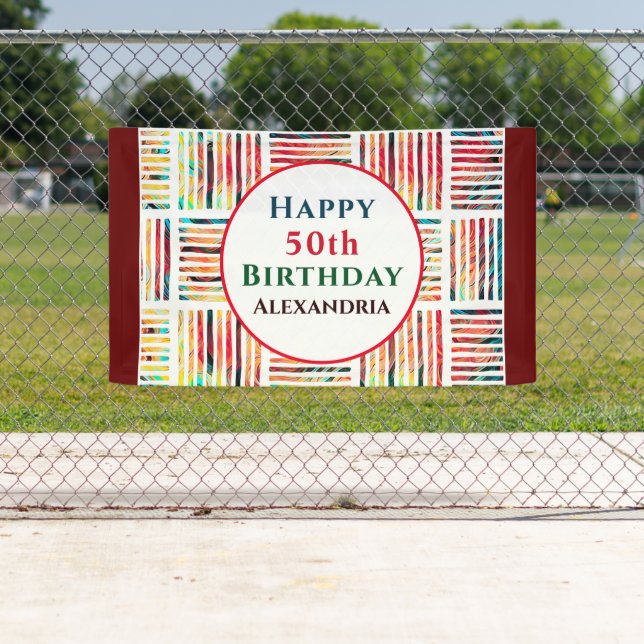 Happy 50th Birthday Modern Party Custom Banner (Insitu)