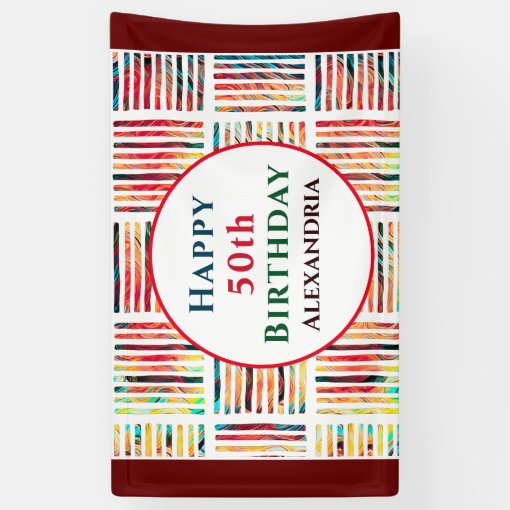 Happy 50th Birthday Modern Party Custom Banner | Zazzle