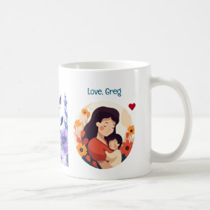Happy 50th Birthday, Mom! Floral, Mother & Child Coffee Mug