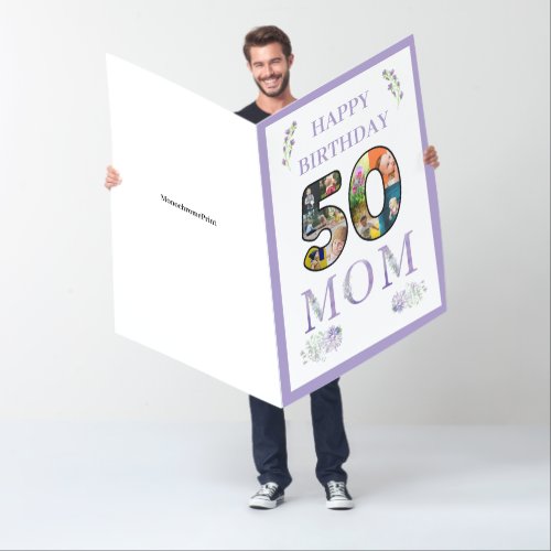 Happy 50th Birthday Mom Photo Collage Template Card