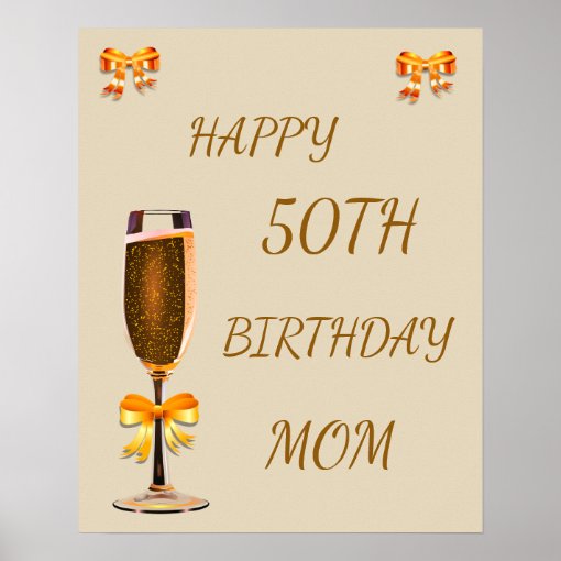 Happy 50th Birthday Mom Poster Zazzle