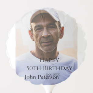 Happy 50th birthday name photo year man simple min balloon