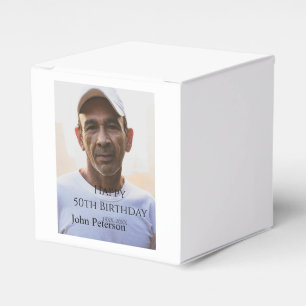 Happy 50th birthday name photo year man simple min favor boxes