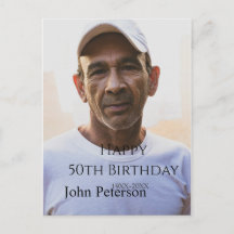 Happy 50th birthday name photo year man simple min
