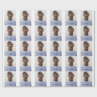 Happy 50th birthday name photo year man simple min wrapping paper