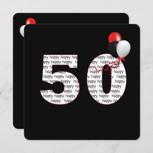 Happy 50th Birthday On Black Invitation