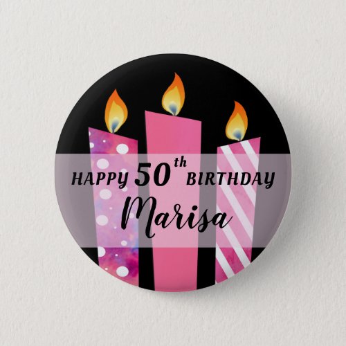 Happy 50th Birthday or Any Whimsical Candles Gift Button
