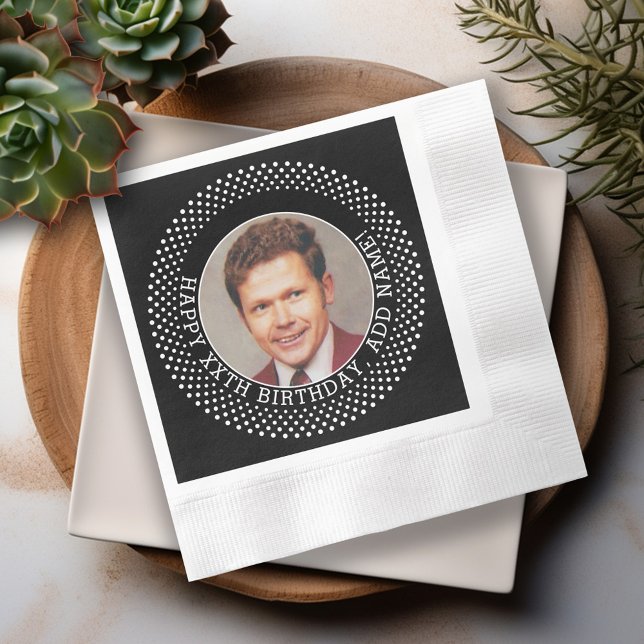 Happy 50th Birthday - Over the hill Black - Photo Napkins (Personalized Over the Hill Birthday Napkins)