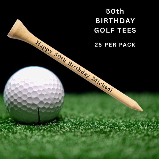 Happy 50th Birthday Personalized Name Custom Golf Tees (Creator Uploaded)
