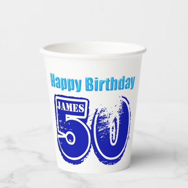Happy 50th Birthday Personalized Paper Cup (Front)