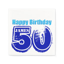 Happy 50th Birthday Personalized Paper Napkins