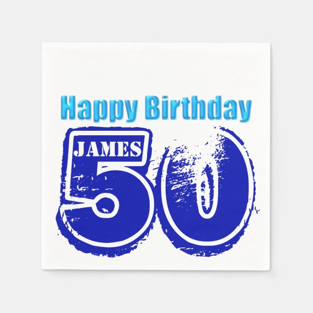 Happy 50th Birthday Personalized Paper Napkins (Front)