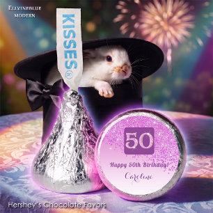Happy 50th Birthday Pink Glitter Sweet Hershey®'s Kisses®