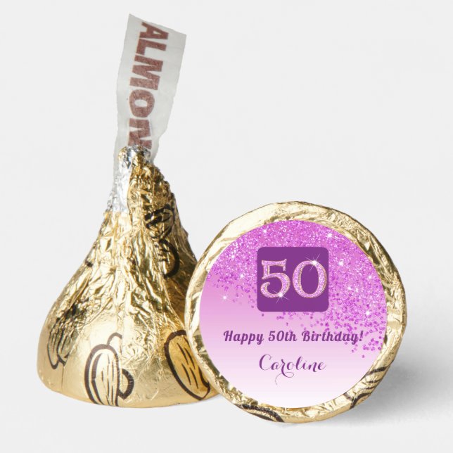 Happy 50th Birthday Pink Glitter Sweet  Hershey®'s Kisses® (Front)
