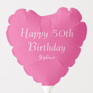 Happy 50th Birthday Pink White Colorful Cute 2021 Balloon