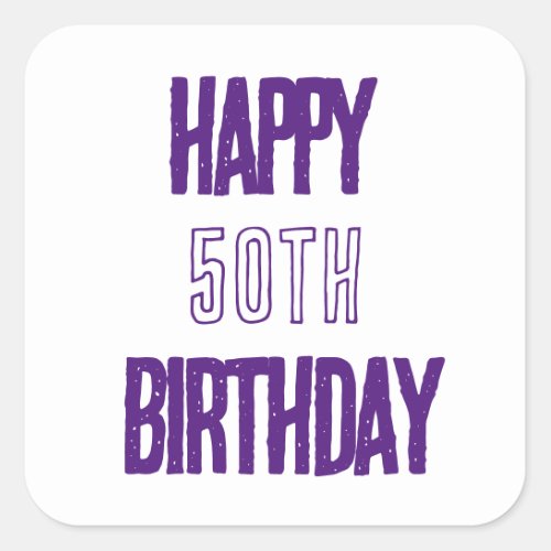 Happy 50th Birthday Purple Fabulous Elegant Party Square Sticker