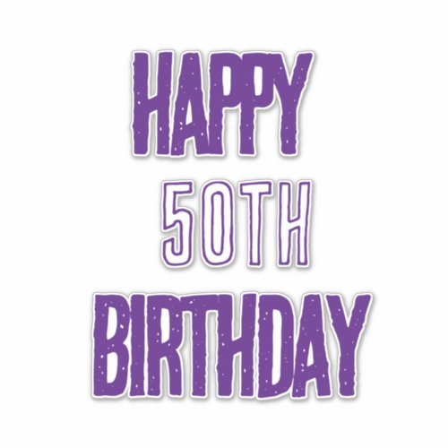 Happy 50th Birthday Purple Fabulous Elegant Party Sticker