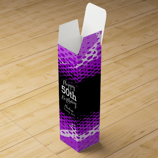 Happy 50th Birthday purple girlie wine box (Opened)