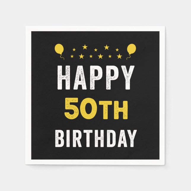 Happy 50th Birthday Quinquagenarian Celebration Napkins (Front)