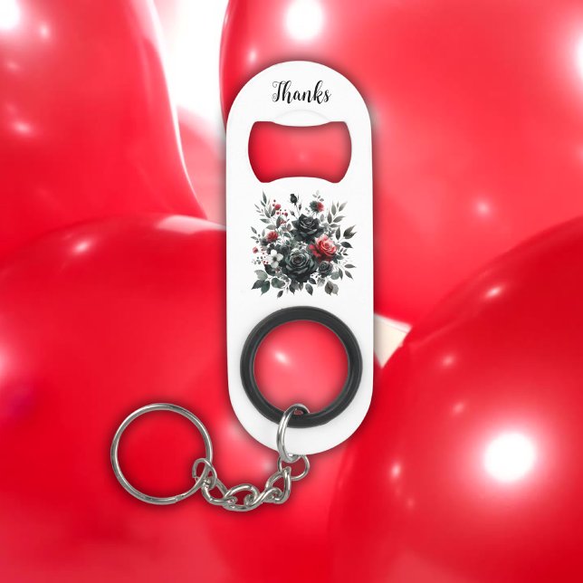 Happy 50th Birthday Red and Black Roses | Keychain Bottle Opener (Creator Uploaded)
