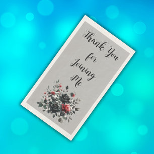 Happy 50th Birthday Red and Black Roses Paper Guest Towels