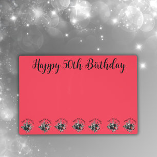 Happy 50th Birthday Red and Black Roses Placemat