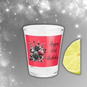 Happy 50th Birthday Red and Black Roses Shot Glass