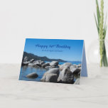 Happy 50th Birthday Son Mountain Lake Photograph Card<br><div class="desc">A happy 50th birthday greeting card for a special son featuring a photograph of Sand Harbor at Lake Tahoe in summertime with a band of rocks,  clear blue water,  and distant mountains.  You can customize the text and the inside color to fit your needs.</div>