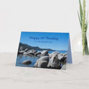 Happy 50th Birthday Son Mountain Lake Photograph Card