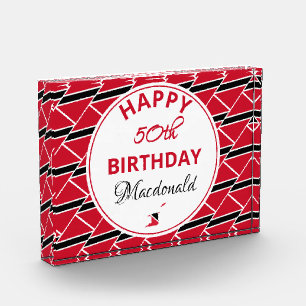 HAPPY 50th BIRTHDAY Trinidad Flag Custom Keepsake Acrylic Award