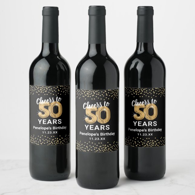 Happy 50th Birthday Wine Label (Bottles)