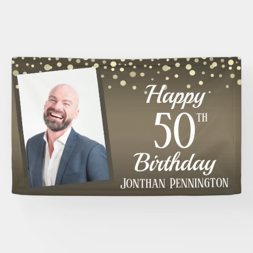 Happy 50th Birthday with Confetti One Photo Banner