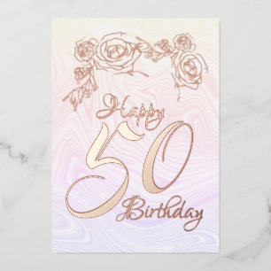 Happy 50th Birthday With Gold Foil Holiday Card