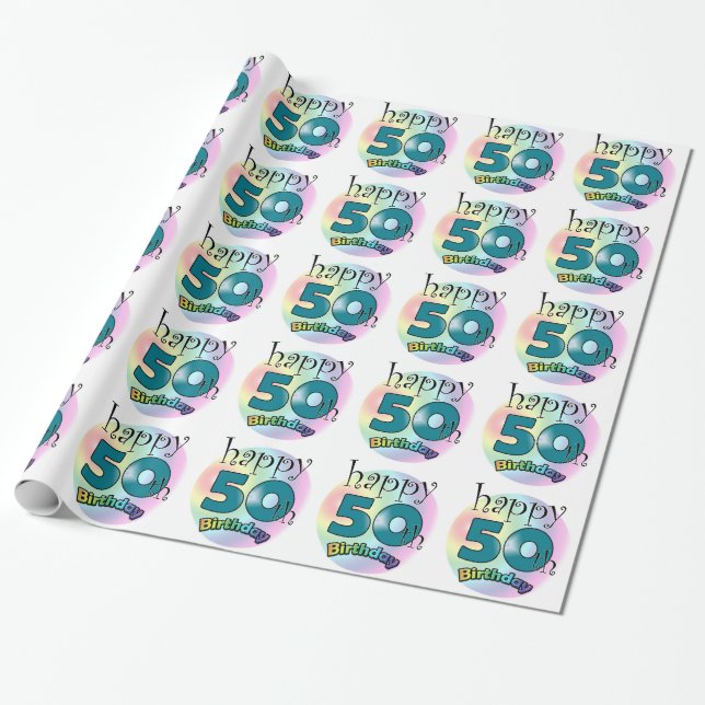 Happy 50th Birthday Wrapping Paper (Unrolled)