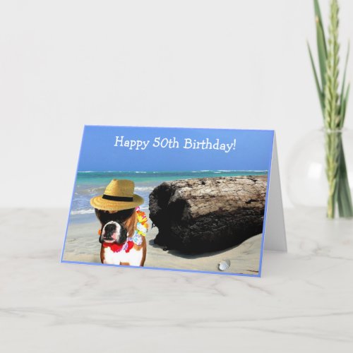 Happy 50th BirthdayBoxer greeting card