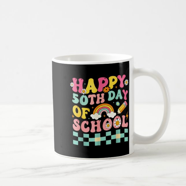 Happy 50th Day Of School Retro Teacher Students Sm Coffee Mug (Right)