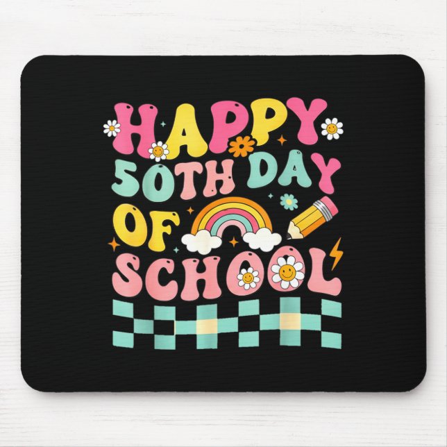 Happy 50th Day Of School Retro Teacher Students Sm Mouse Pad (Front)