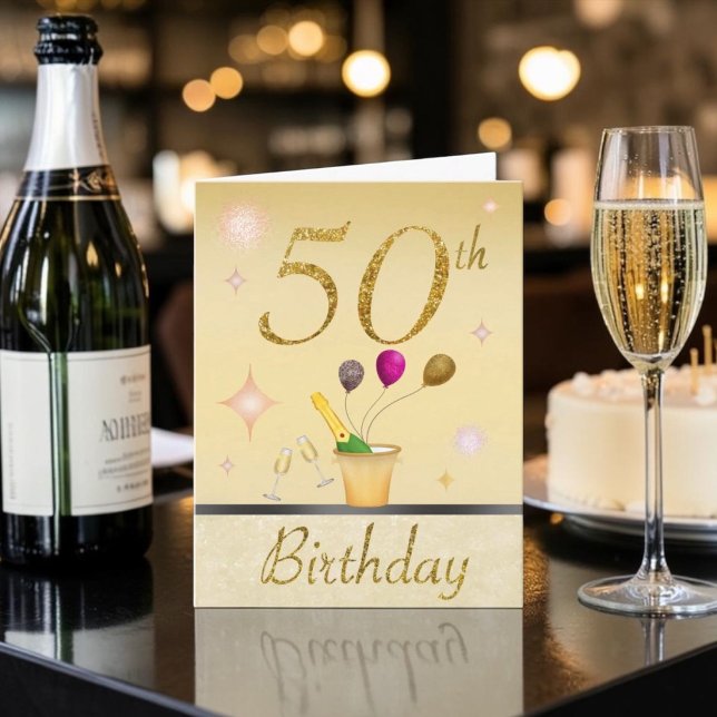 Happy 50th Gold Glamours Birthday Card (Creator Uploaded)