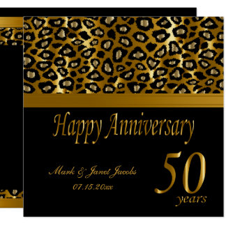 Happy 50th Golden Anniversary | Leopard Pattern Invitation