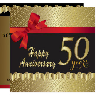 Happy 50th Golden Heart Anniversary Invitation