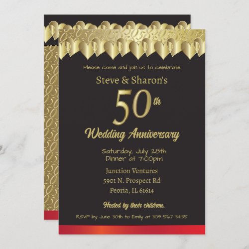 Happy 50th Golden Heart Anniversary Invitation