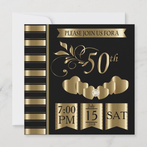 Happy 50th Golden Wedding Anniversary Invitation