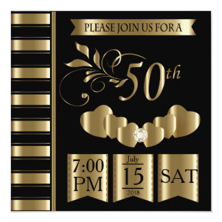 Happy 50th Golden Wedding Anniversary Invitation
