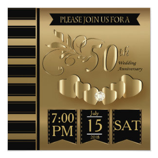 Happy 50th Golden Wedding Anniversary Invitation