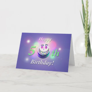 Happy 50th Smiling Birthday Cake Card