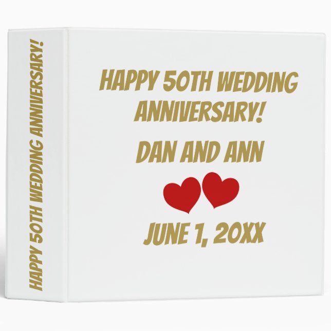 Happy 50TH Wedding Anniversary  3 Ring Binder (Front/Spine)