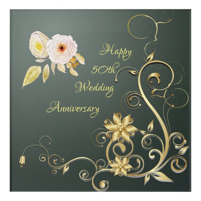 Happy 50th Wedding Anniversary  Acrylic Wall Art (Front)