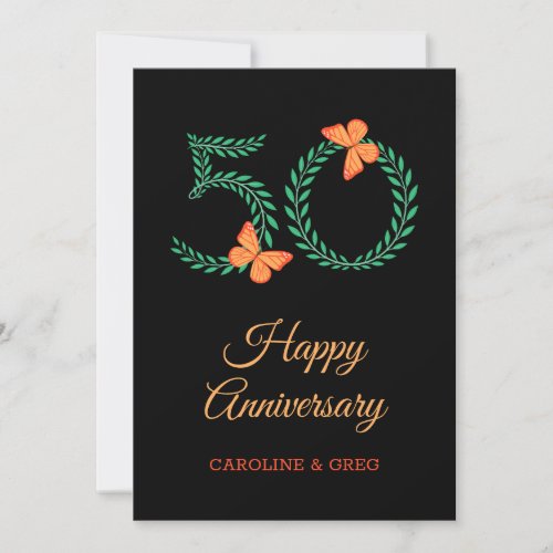 Happy 50th Wedding Anniversary Butterfly Card